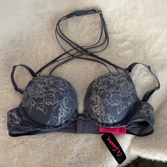 BRAND NEW La Senza bra - Beyond Sexy Model size 36A - blue/metallic silver lace - Picture 2 of 5